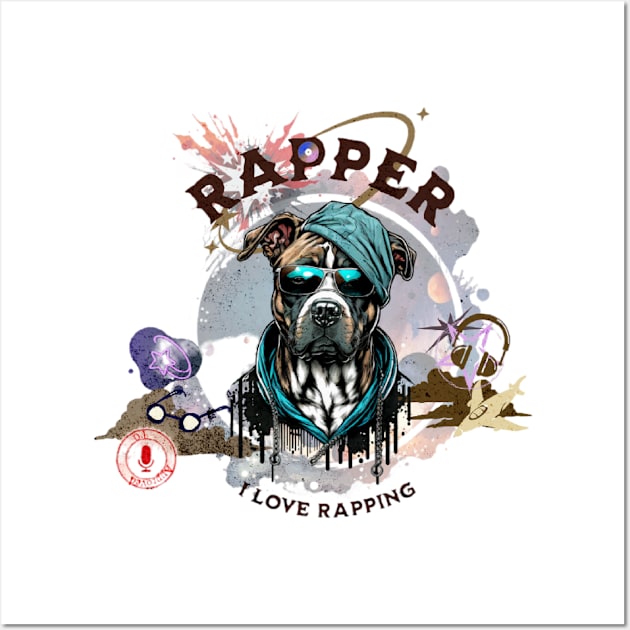 Rapping dog - part-time pet career Wall Art by Art_dorabox